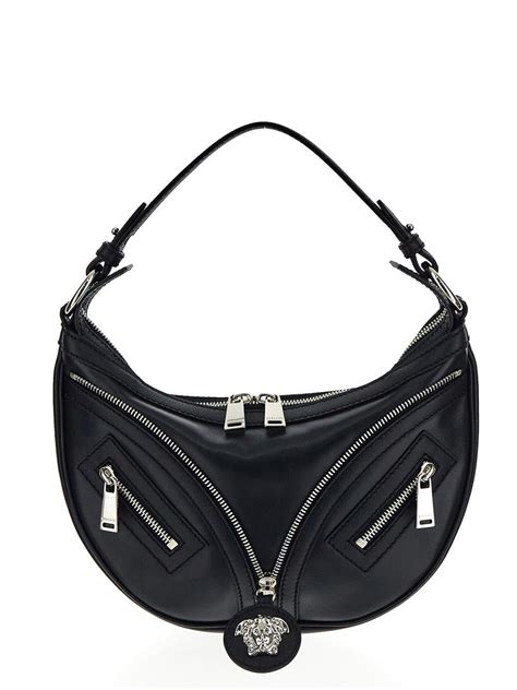 versace jeans black pebbled hobo bag|Versace shoulder bag price.